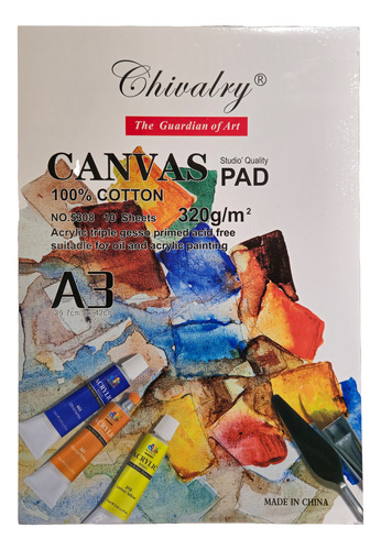 Block Para Dibujo Textura Canvas A3 320gr 10 Hojas 42x30cm