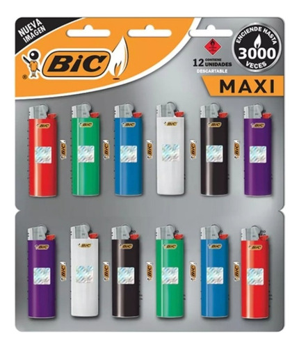 Encendedor Bic Maxi Por Compra 36 Unidades 3 Planchas De 12