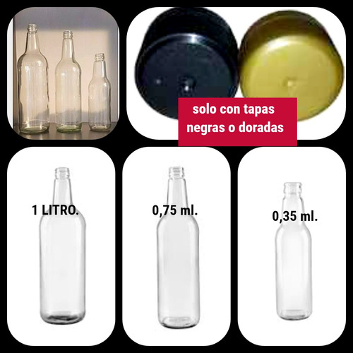 Frascos Tipo Española C/tapa 0,70ml,350ml, 1 Litro X Docena 