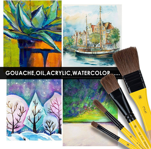 Juego De Pinceles Pelo Caballo Para Óleo Acuarela Y Gouache