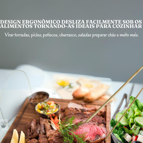 Kit Pegador De Fritura Bambu 30 Cm Combo 10 Unidades Atacado
