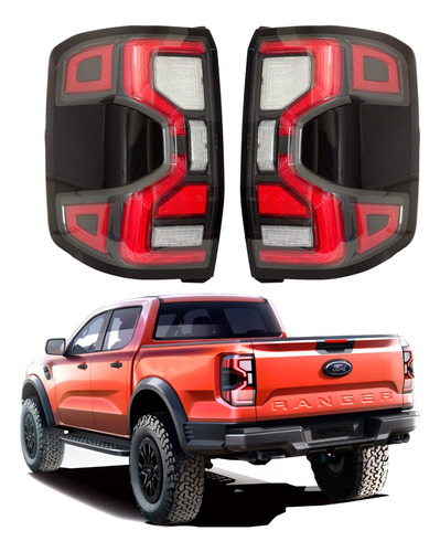 Focos Traseros Tipo Raptor Ford Ranger T9 Xl, Xls, Xlt 2024