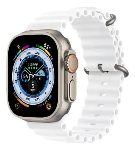 Pulseira Oceano Silicone Respirável Para Apple Watch 49mm Cor Branco Largura 22 cm