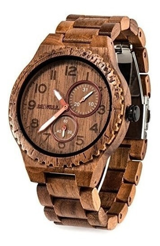 Relojes De Madera Bewell Para Hombres Fecha Analogico Cuarzo