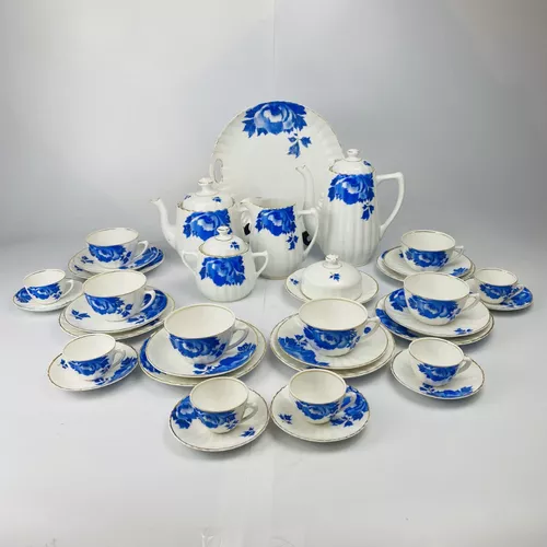 Antigo jogo para bolo em PORCELANA MAUÁ com decoração