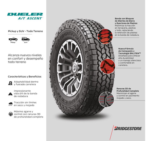 Kit 2 Llantas Lt245/75r17 121/118r Dueler A/t Ascent Bridges