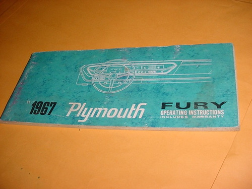 Manual Original Mopar Plymouth Fury 67 1967