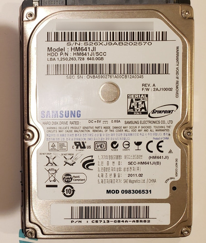 Disco Duro 640 Gb Samsung Para Notebook