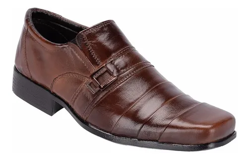 Kit 2 Pares Sapato Social Masculino Bico Quadrado 100 Couro