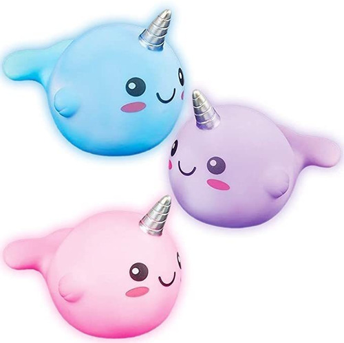 Artcreativity Light Up Narwhal Bath Toys Para Niños, Juego