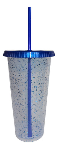 Vaso Reusable Glitter 110 Pzas Cafe Frio Con Popote 24oz