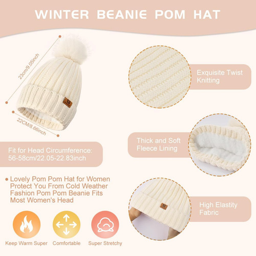Set Invierno, Gorro, Bufanda Y Guantes Táctiles (blanco)