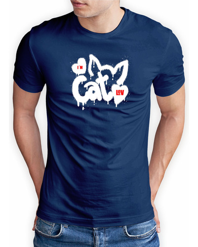 Camiseta Casual Masculina Estampa Cat Love Estilosa Promoção
