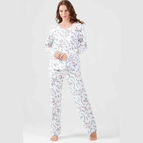 Pijama De Mujer Cuore Ivory Estampado