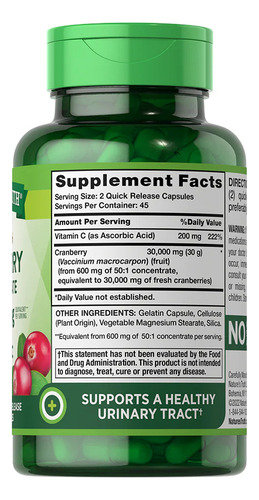 Cranberry Concentrado 30,000mg + Vitamina C ( 90 Cap ) Cranberry