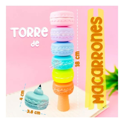 6pz De Marcatextos Forma De Macarron Kawaii Colores Pastel