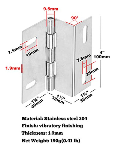 Bisagras Puerta Semi-ocultas Acero Inoxidable 304 - 6 Pzs
