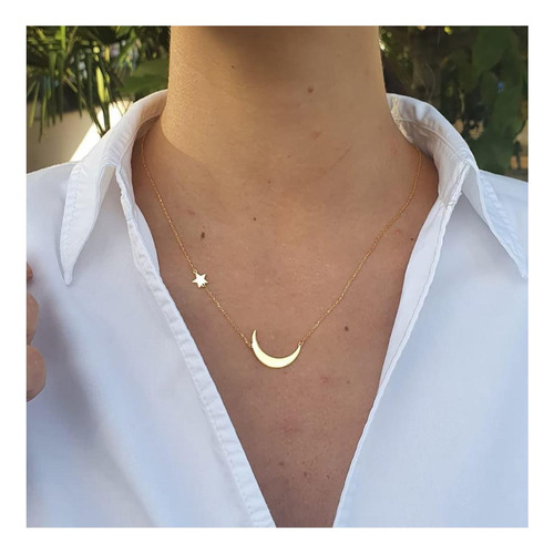 Ascomy Dainty Gold Moon De 14 Quilates Y Colgantes De Estrel