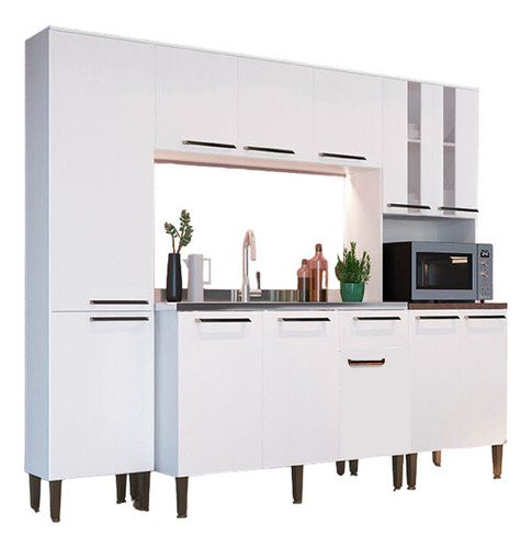 Mueble De Cocina Modulada Premium 4 Módulos + Pileta - Ltc Color Blanco