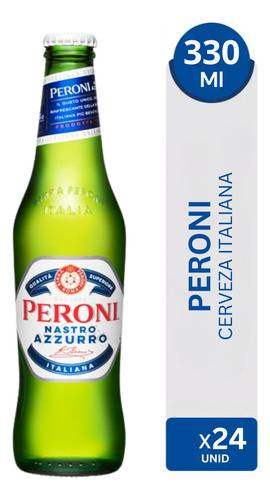 Cerveza Peroni Nastro Azzurro Origen Italia Porrón Pack X24