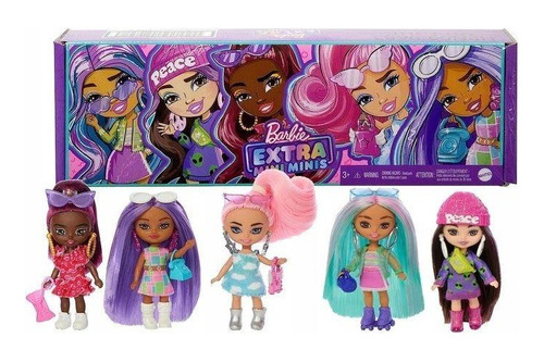 Barbie Extra Mini Minis Super Pack 5 Muñecas 9cm Yaccesorios