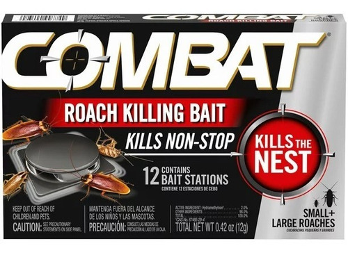 Combat Max Mata Cucarachas 12 Trampas Cebo 12gr Importado