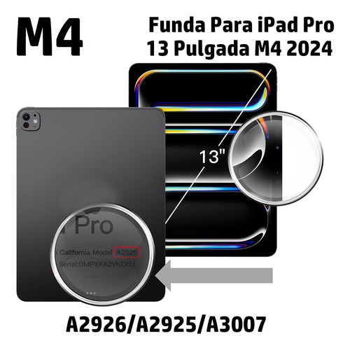 Funda Para iPad Pro 13 Pulgadas M4 2024 Con Ranura Lápiz Negro Transparente