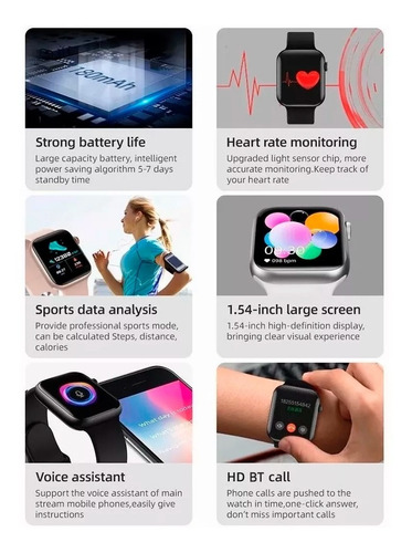 Imagen 6 de 7 de Reloj Smartwatch T500 Serie 6 44mm Negro/rosado/blanco