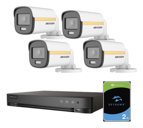 Kit Seguridad Hikvision Dvr 8ch + 4 Camaras 1080p + Disco2tb