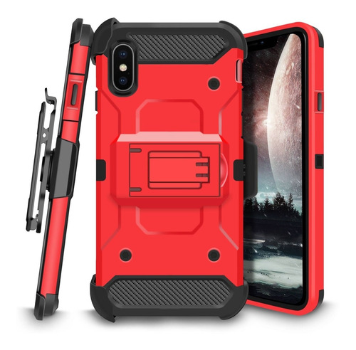 Funda De Clip Uso Rudo Tricapa Para iPhone X / Xs 