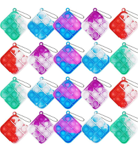 Binglala 20pcs Mini Pop Keychain Fidget Toy Push Bubble Pop 