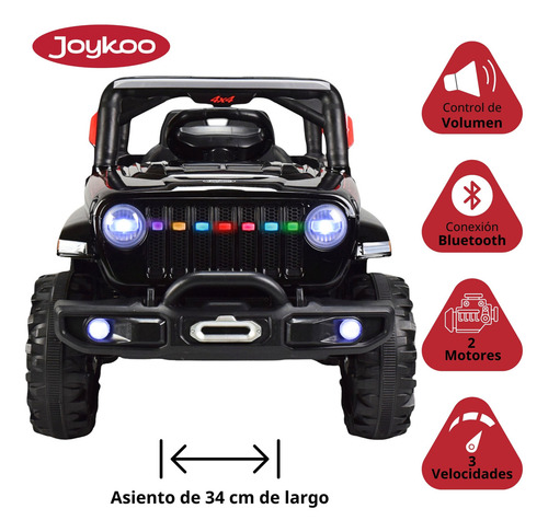 Montable Electrico Camioneta 4x4 Control Remoto Luz Led 12v Color Negro Joykoo