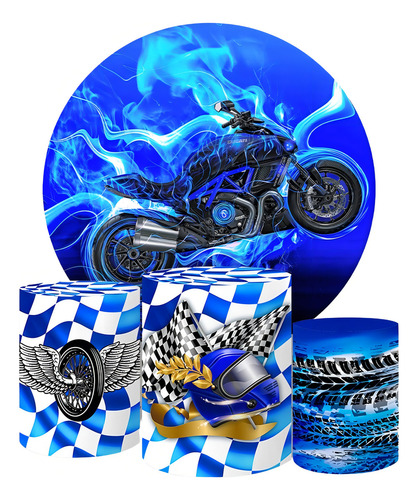 Kit Painel Redondo E Capas Tecido Sublimado 3d Moto Cor Fkpc-1078