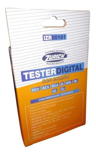 Imagen 2 de 3 de Tester Digital Multimetro Display Zurich Zr161 Estudiantil