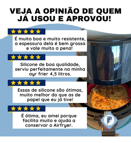 Imagem 7 de 8 de Forma De Silicone Para Air Fryer Fritadeira Forro Com Alça