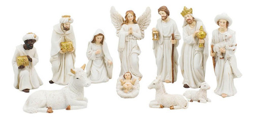 Presépio Branco 11 Peças 12.5cm - Enfeite Religioso