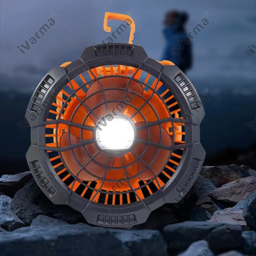 Ventilador De Camping Recargable Portátil Con Luz Led