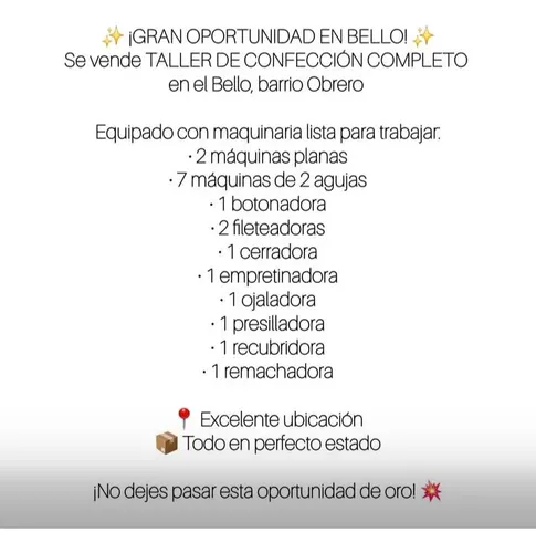 Vendo Taller De Confeccion Completo