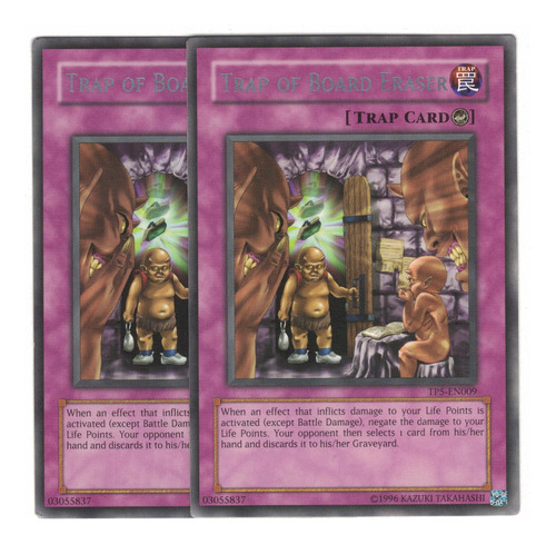 Yugioh 2x Trap Of Board Eraser Rare Tp5-en009 Played