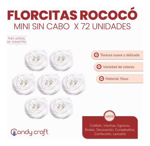 Flores Artificiales De Tela Rococo Mini Sin Cabo 0,7cm X72 U