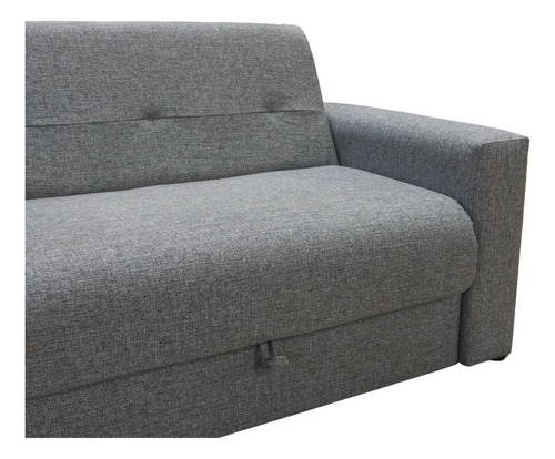Sofa Cama Sillon 2 Cuerpos Cama 1 1/2 Plaza Living Dpto Gris Oscuro Liso