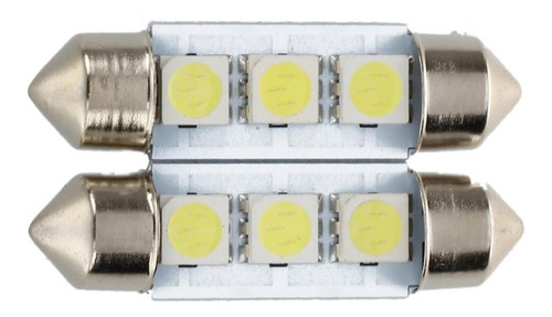 Lampara Tubo 3 Leds 12v-5050 Luz Techo Baul Auto 36mm.x2 D24