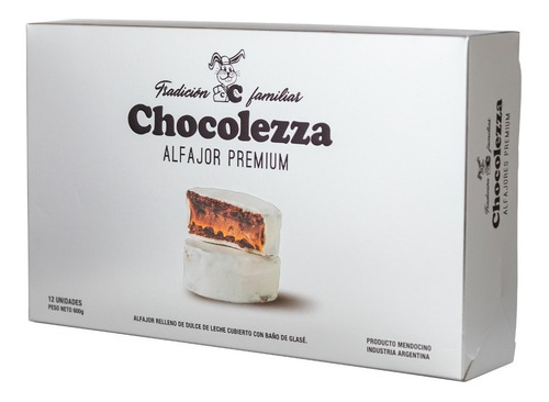 Alfajores Chocolezza - Caja Plata Premium Glasé X 6u.