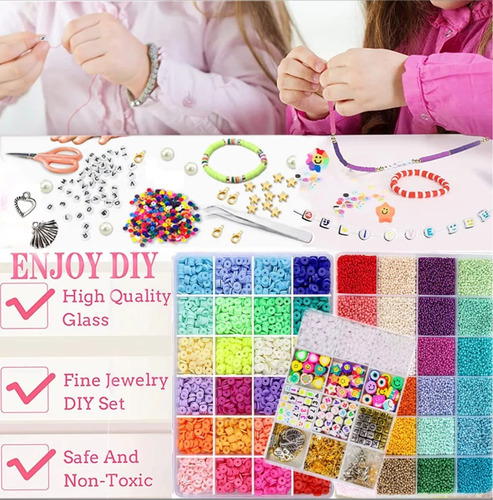 Juego De Abalorios De Bricolaje Para Hacer Pulseras 17800+