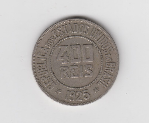 Moneda Brasil 400 Reis Año 1925 Muy Bueno