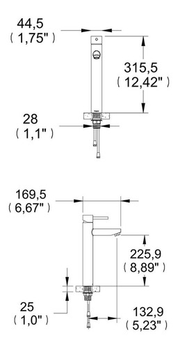 Monomando Para Lavabo Proyecta Mo8x-sp-01 Cromo
