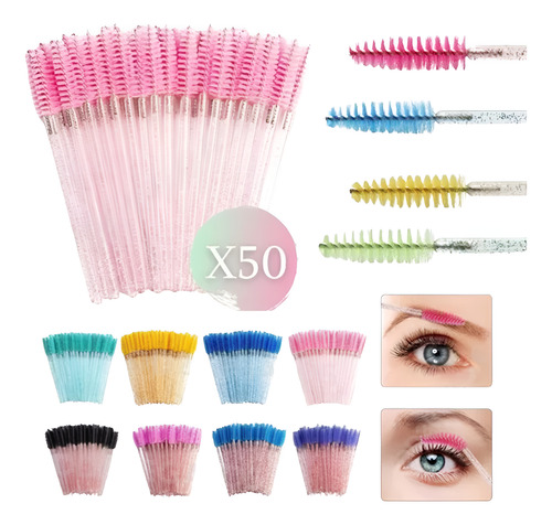 Cepillos X50 Peine Rimmel P/cejas Pestañas Extensión Cristal
