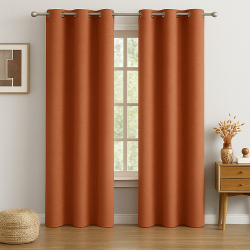 Cortina Imperial Lino Blackout 2pzs 240cm Alto X 150cm Ancho Naranja