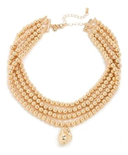 Collar O Gargantilla Con Colgante De Pepita Y Cuentas De Oro
