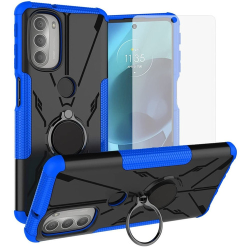 Funda Motorola Moto G51 Templado D/regalo Armour Azul